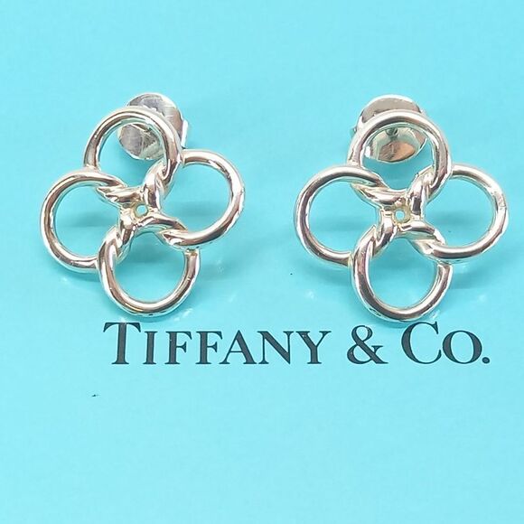 Quadrofoglio Clover Elsa Peretti Stud Earrings 925 Silver...